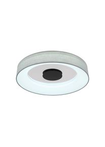 Globo Smart-LED-Deckenleuchte Terpsa, weiß/grau, Ø 46,8 cm, Stoff