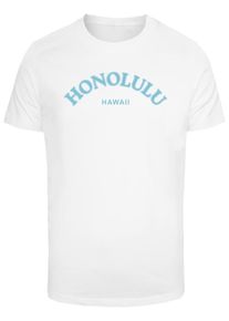 Mister Tee Heren Shirt 'Honolulu Hawaii' lichtblauw / wit XXXL