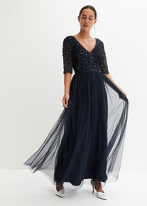 Abito lungo con paillettes, Blu, Taglia 46, bonprix