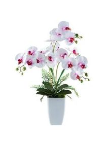 Kunstpflanze , Grün, Rosa, Weiß , Kunststoff , 67 cm , inkl. Topf, Real-Touch-Oberfläche , Dekoration, Blumen & Blumentöpfe