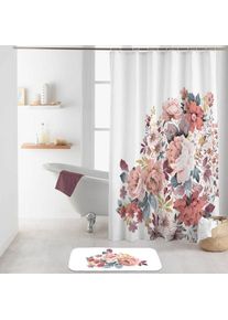Rideau de douche aux impressions fleuries Rose Clair 180x200 cm - Rose Clair