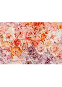Bricoflor - Papier peint panoramique floral 3D rose | Tapisserie panoramique romantique fleurie pour chambre | Papier peint panoramique pastel pour