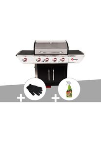 Somagic - Barbecue à gaz avec chariot Manhattan 450GPI + plancha + Gant de protection + Dégraissant pour barbecue