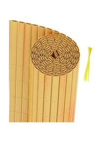 HENGDA Canisse en PVC Couleur Bambou double face.90% d'occultation.H.140 cm x L.300 cm - Couleur Bambou