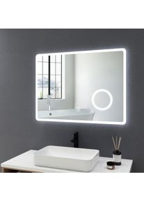 Meykoers - Miroir de salle de bain led 80x60cm avec éclairage anti-buée led éclairage Gradable Miroir Lumière Cosmétique Miroir grossissant 3x,