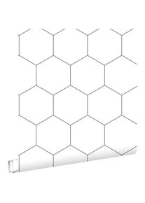 Estahome - Papier peint hexagone - 0,53 x 10,05 m de noir et blanc