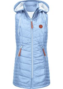Damer Lång väst med detaljer i skinnimitation isblå Größe 48