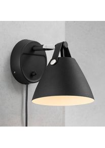 DFTP by Nordlux Strap wall light with a leather strap, black