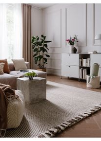benuta Pure Villa matto Mary Beige/ruskea 120x170 cm Uni,Reunuksilla,Trendin ilme