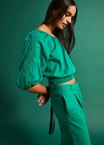 Blouse - groen - maat 44 - met katoen - bonprix