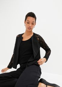 Blazer met kanten mouwen - zwart - maat 36 - bonprix