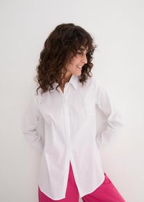 Stretch blouse lange mouw - wit - maat 44 - met katoen - bonprix