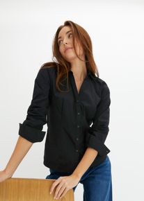 Stretch blouse - zwart - maat 44 - met katoen - bonprix