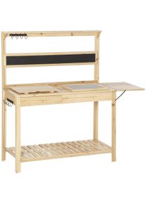 Outsunny Potting Bench Table, Garden Work Bench, Workstation w/ Metal Sieve Screen, Chalkboard, Hidden Sink, Drawer for Patio Balcony | Aosom Ireland