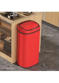 Poubelle de cuisine automatique 68L grande capacité en acier rouge avec cerclage