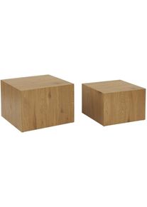 Lot de 2 tables basses carrées effet frêne sylva l 58 x l 58 x h 40cm / l 50 x l 50 x h 33cm - Naturel