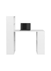 Bureau design avec colonne étagère collection flow coloris blanc. - Blanc