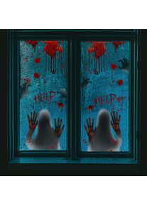 Ccykxa - Autocollants de fenêtre d'Halloween Mains sanglantes Effrayant fenêtre d'Halloween s'accroche grande ombre Empreintes sanglantes réalistes