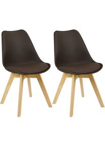 2 Chaises de Salle à Manger Cuisine/Salon chaises.Design en Similicuir et Bois Massif.Brun - WOLTU