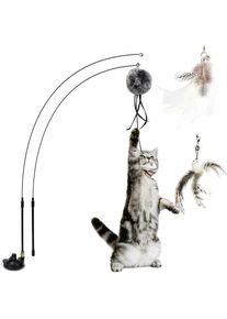 Debuns - Jouet en plumes pour chats, jouet pour chat, canne à pêche rétractable, interaction chat et chaton d'intérieur