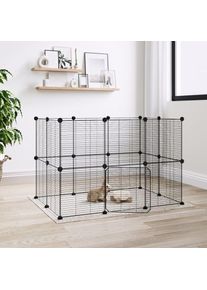 The Living Store - Cage animaux de compagnie à 20 panneaux et porte Noir 35x35 cm Noir