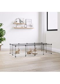 Cage animaux de compagnie à 20 panneaux et porte Noir 35x35 cm - The Living Store - Noir