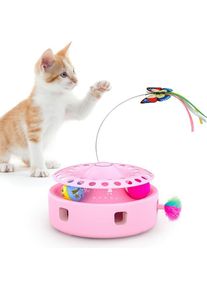 Jouets interactifs automatiques 3 en 1 pour chats pour chats d'intérieur, jouets pour chats d'exercice avec ballon et jouet pour chaton en plumes
