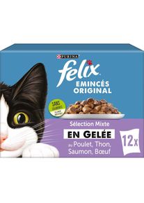 12 Sachets 85 g d'Émincés en Gelée pour chat - Sélection Mixte felix Purina