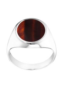 IDENTIM Anello da uomo Anello Signet Occhio di tigre rosso ovale massiccio Argento 925 placcato in rodio