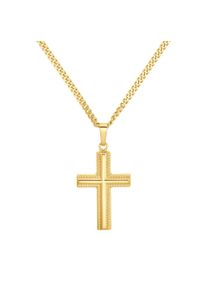 IDENTIM Collana da uomo con ciondolo a croce in argento massiccio 925 lucido placcato oro 18 carati