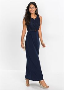 bonprix Dámska Večerné maxi šaty s opaskom, modrá, 42