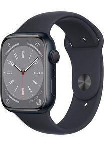 Apple Watch Series 8 Aluminium 45 mm (2022) | GPS + Cellular | Mitternacht | Sportarmband Mitternacht M/L