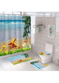 Nouvelle étoile de mer coquille impression numérique imperméable Polyester salle de bain rideau de douche JY-020 tapis de sol 45x75