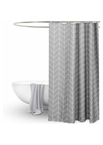 Rideau de douche motif géométrique gris rideau de bain lavable hydrofuge anti-moisissure avec crochets (180x180cm), Ensoleillé