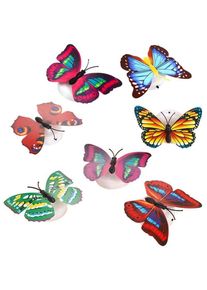 50 PièCes led Veilleuse Papillon, 3D StéRéO Simulation Papillon Stickers Muraux Veilleuse DéCorative pour la DéCoration IntéRieure