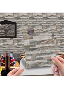 Tigrezy - Adhésive Décorative à Carreaux pour Salle de Bains et Cuisine Stickers Carrelage, 20 Pièces Imitation cuir style brique imitation pierre