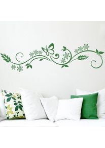 MICASIA - Sticker mural Tendril Butterlfy Couleur: Vert, Dimension: 25cm x 100cm