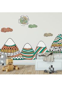 Stickers enfant montagnes scandinaves achika 80 x 120 cm - multicolore
