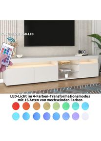 Ohjijinn - Meuble tv moderne blanc, panneau lumineux, éclairage led variable, salon et salle à manger 180cm