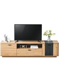 Armoire TV spacieuse - 1,8m pour TV 80", MDF, veines du bois, coins arrondis Armoire TV, espace de rangement astucieux - Brown