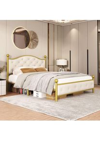 Lit moderne en métal, cadres de lit avec sommier à lattes, lit double, cadre de lit avec tête de lit, lit d'appoint, lit d'adolescent pour chambre à