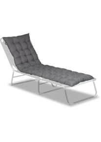 Relaxdays - Coussin de banc de jardin, avec attaches, pour chaise longue, polyester, h x l x p : 7 x 180 x 50 cm, gris