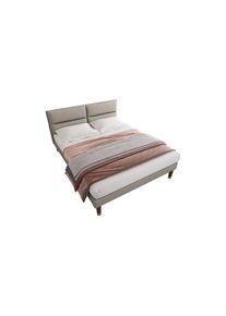 Lit capitonné, lit double avec tête de lit réglable, sommier à lattes en bois, 160200cm, lin, beige gris