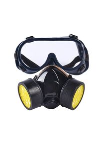 Fortuneville - Masque respiratoire réutilisable, masque à double filtration protection contre les vapeurs toxiques, masque chimique anti-poussière