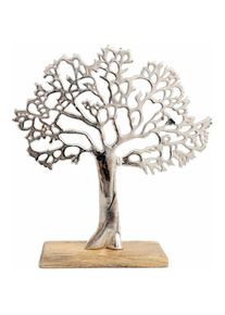 Sil - Arbre décoratif en aluminium et bois de manguier Arbre de vie Taille 2