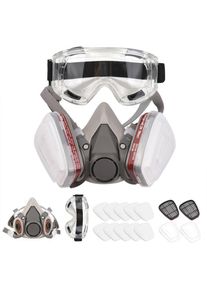 Decdeal 6200 Demi-masque à gaz 7 pièces + 8 pièces de coton filtrant + lunettes de protection