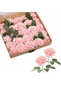 Groofoo - Fleurs Artificielles,25 Pièces,Fausses Roses en Mousse de Polystyrène avec Tiges,Adaptées à la Décoration Intérieure,au Bouquet de