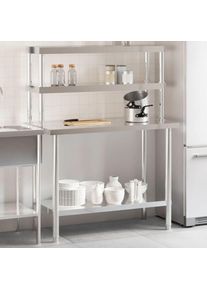 vidaXL - Table de travail de cuisine avec étagère 110x55x150 cm inox