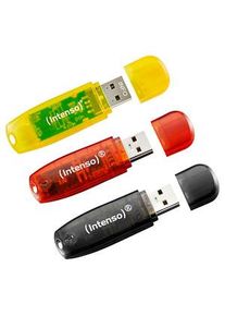 3 Intenso USB-Sticks Rainbow Line rot, gelb, schwarz 32 GB