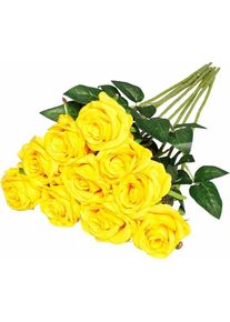 Groofoo - Fleurs Artificiel Soie Rose Fleurs Tige Unique Une Fausse Rose Réaliste pour Le Bouquet de Mariage Arrangements Floraux Décoration,10pcs